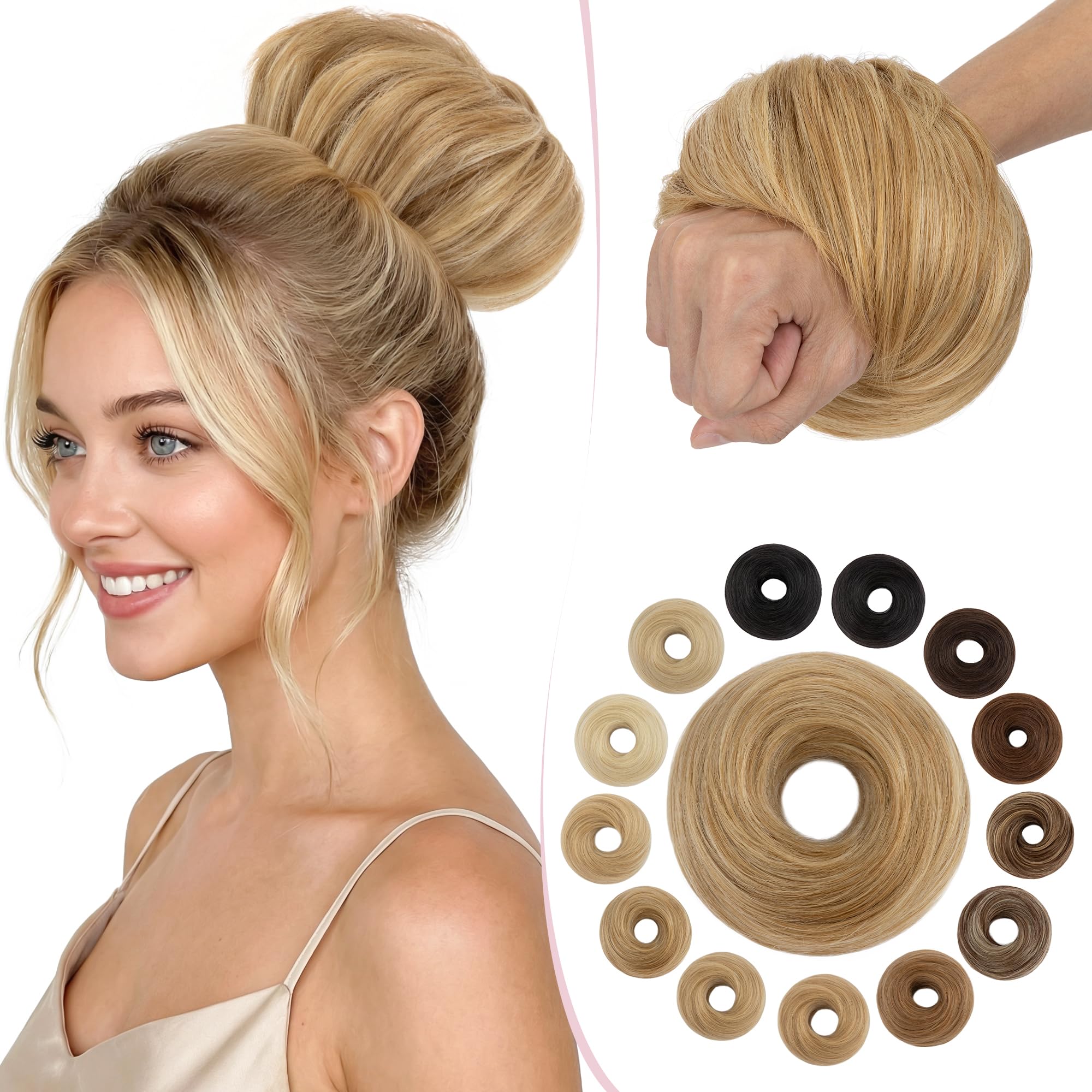SEGO Pro Haarteil Mit Gummiband Echthaar Dutt Haarteil Echthaar Haargummi Mit Haaren Glatt Hair Messy Bun Hochsteckfrisuren Haarverlängerung für Damen Mädchen