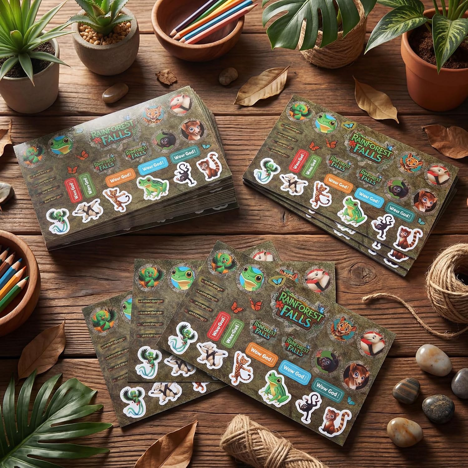 MiniInflat 50 Pcs VBS 2026 Sticker Sheets Decorations Rainforest 8.5x11 Bible Sticker Sheets for Crafts Notecards Gifts