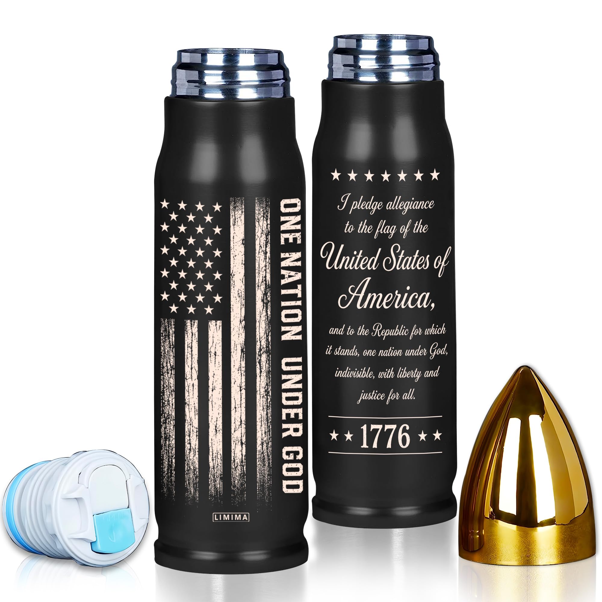 Pledge of Allegiance Tumbler, 17Oz Water Bottle with Allegiance American Flag Design, Patriotic Water Bottle, American Flag Style Insulated Drinkware Gifts for Men, Dad, Husband, Grandpa