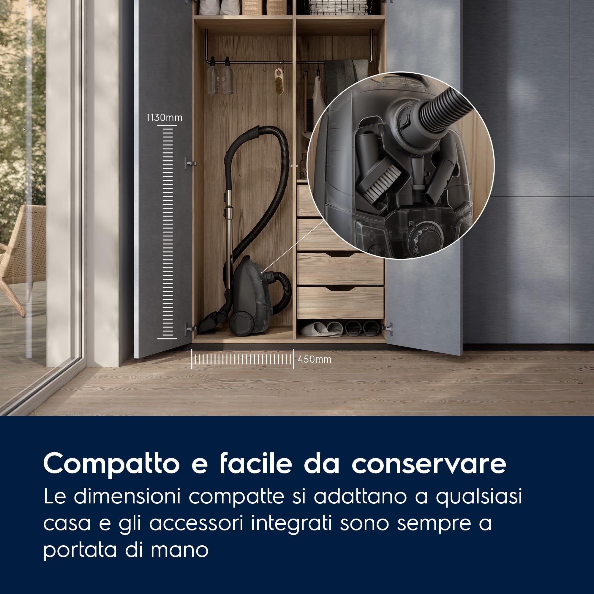 Electrolux EB51C1OG con Sacco, 500 Bagged Cleaner, Elevata filtrazione, Potente 650W, 3L Capacità Sacchetto, 78 dB, Verde Oceano