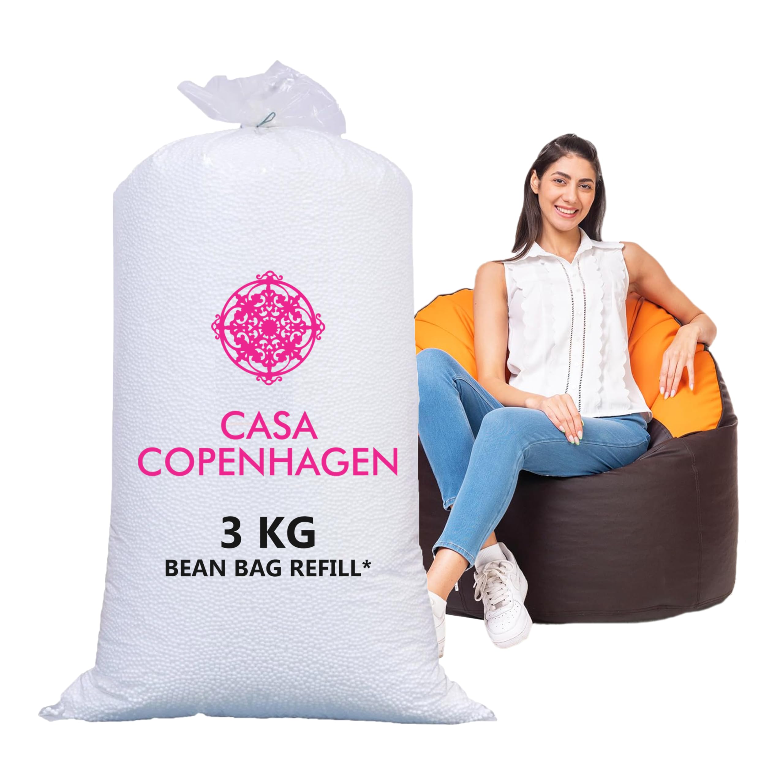 Casa Copenhagen Premium Virgin Grade Thermocol Balls Refill for Pillows, Sofa, Bean Bags, Soft Toys & Beans for Bean Bag Refill 3 Kg (White)-picture-30