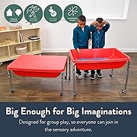 Vista 3 de Mesa sensorial mediana con tapa de Children's Factory – 18" de altura, caja de arena con tapa, mesa de agua para niños, rojo