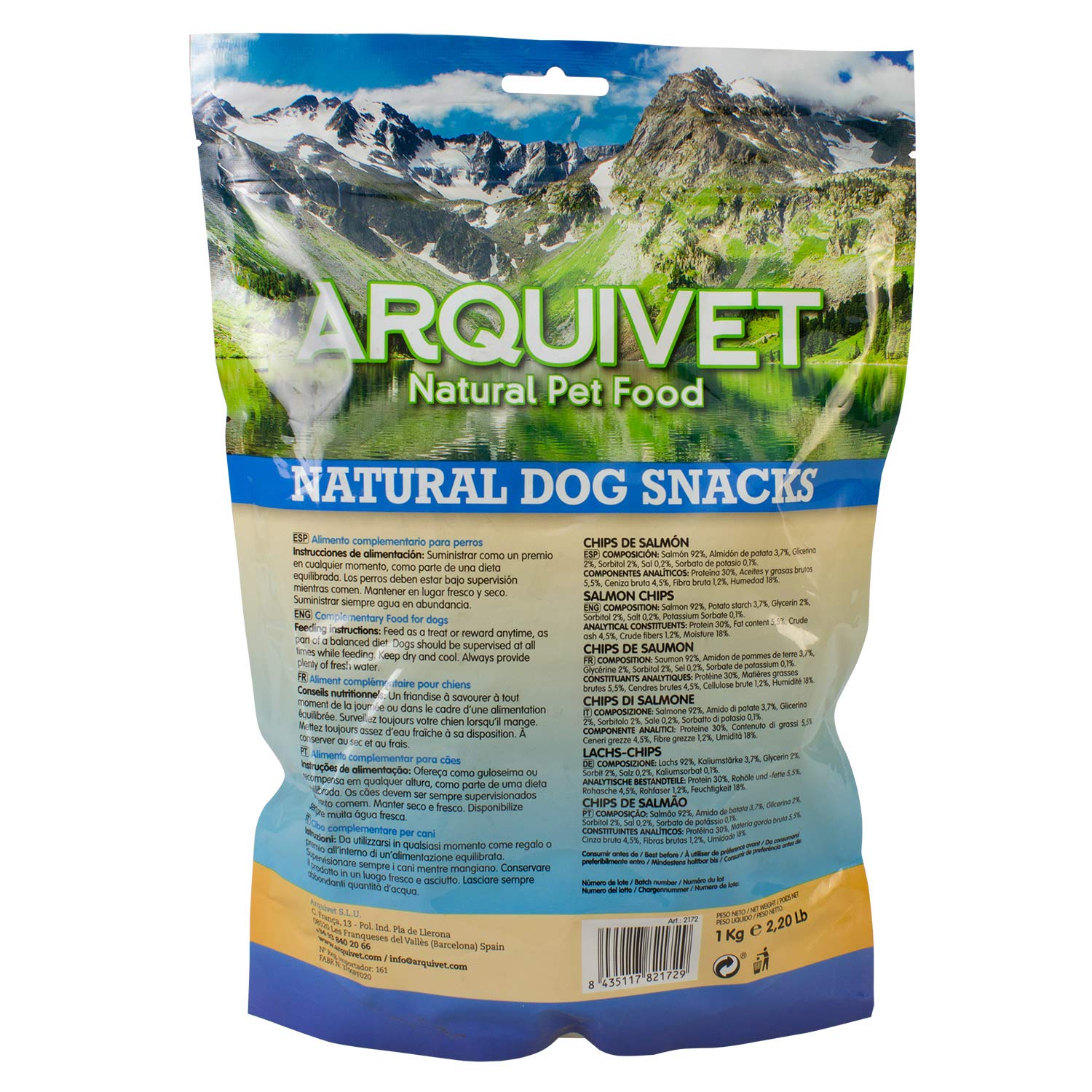 ARQUIVET Chips de saumon 1 Kg - 100% de collations naturelles pour chiens - chuches, prix, bonbons, récompenses canines