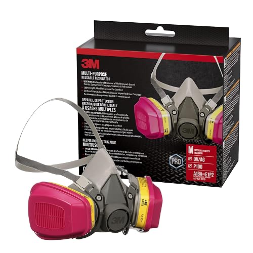 3M P100 / OV/AG Multi-Purpose Reusable Respirator 62023, Medium | NIOSH-APPROVED P100 / Organic Vapor / Acid Gas Rated Filters Adjustable Head Straps Comfortable & Lightweight (62023H1-DC)