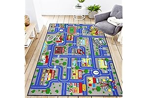 Educational Road Traffic Carpet Kids Carpet Playmat Car Rug Fun City Life...