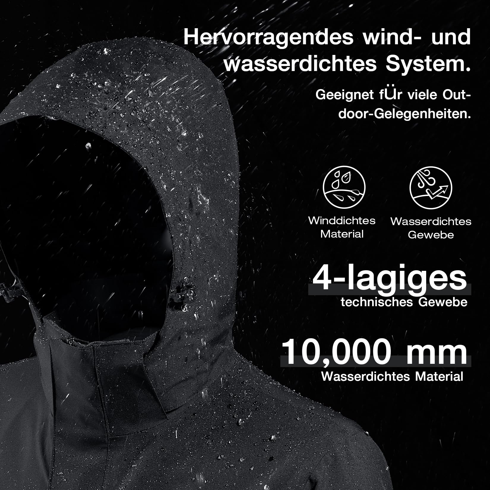 OutPro Herren Skijacke Vielseitige Winterjacke - Wasserdicht, winddicht,Perfekt für Outdoor-Aktivitäten und Winterwanderungen