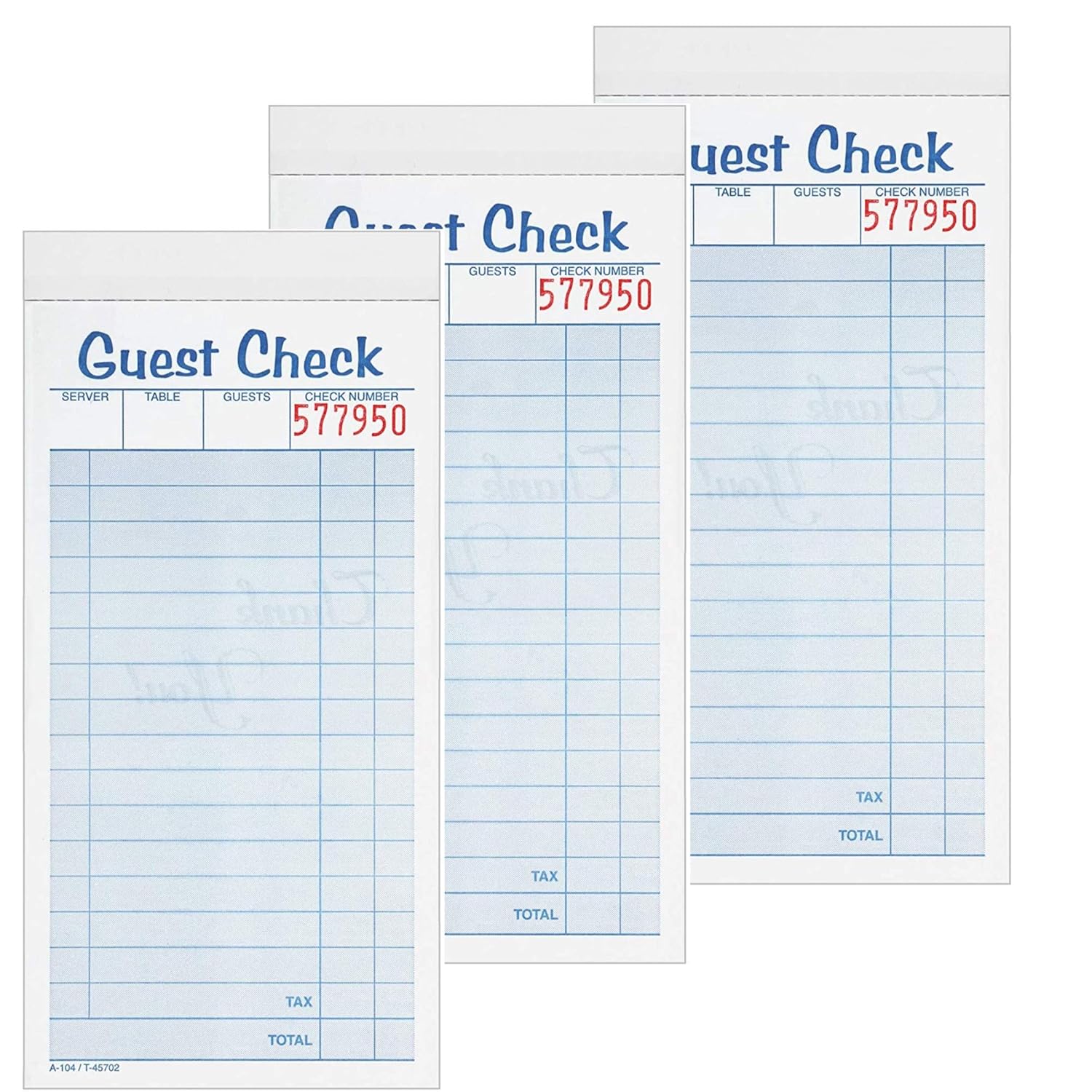 Adams Guest Check Pads, 2-Part, Carbonless, White/Canary, 3-3/8" x 6-3/8", 3 Pack, 10 pads per package, 50 sheets per pad (104-50SW) : Industrial & Scientific
