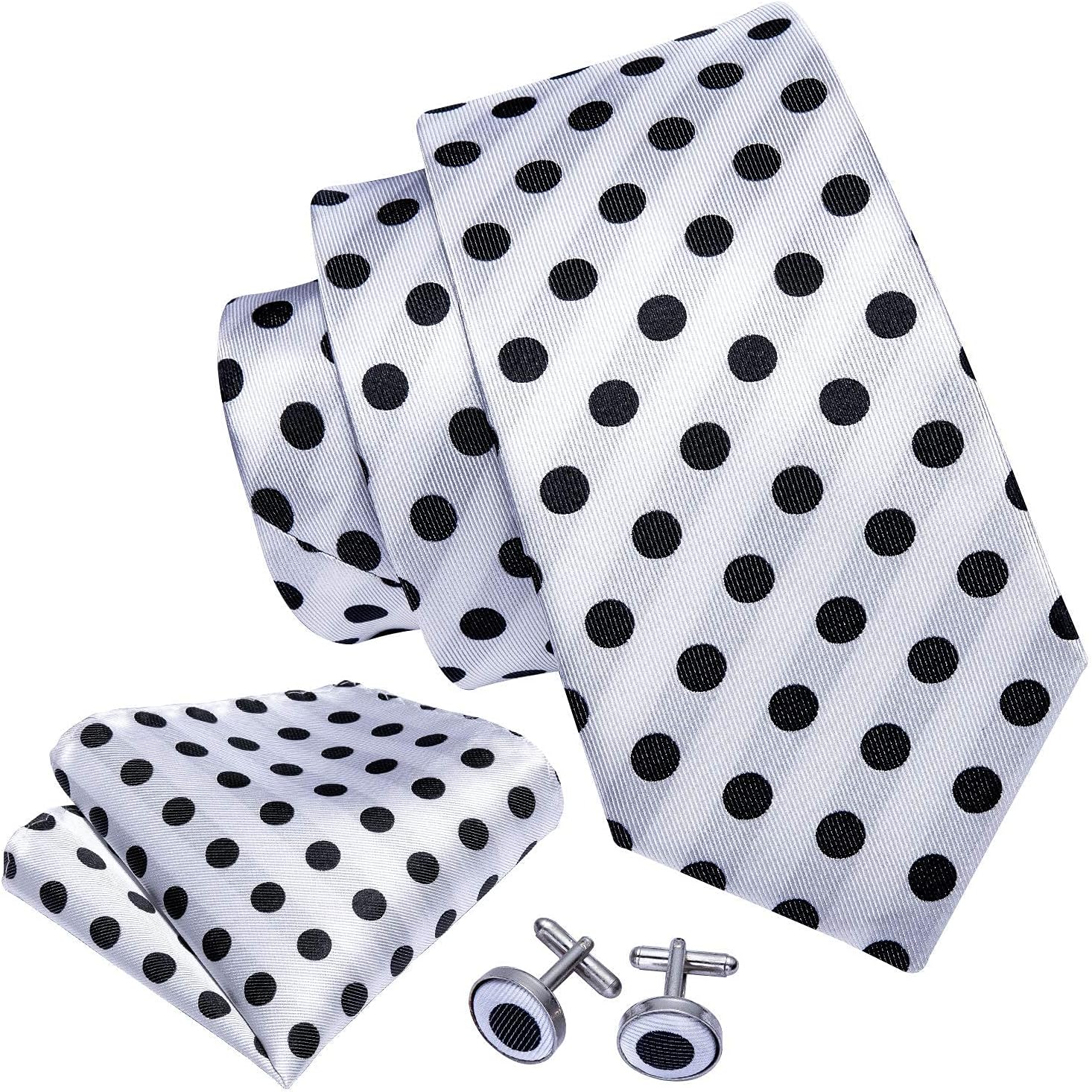 Barry.Wang Ties for Men Tie Sets Polka Dot Necktie Pocket Square image 2