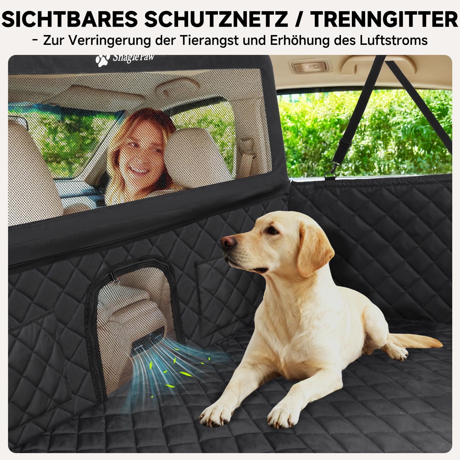 Snagle Paw Coperta per cani per sedile posteriore, 79 cm, alta copertura per sedili posteriori con rete a finestra, impermeabile e antiscivolo, portata 200 kg, coperta universale per SUV e camion