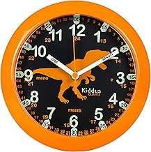 Kiddus Pedagogical Clock for Girls and Boys. Analogue Wall Clock - Learn the Time with Our Easy Time Teacher System. Silent Mechanism. Designed in Barcelona
