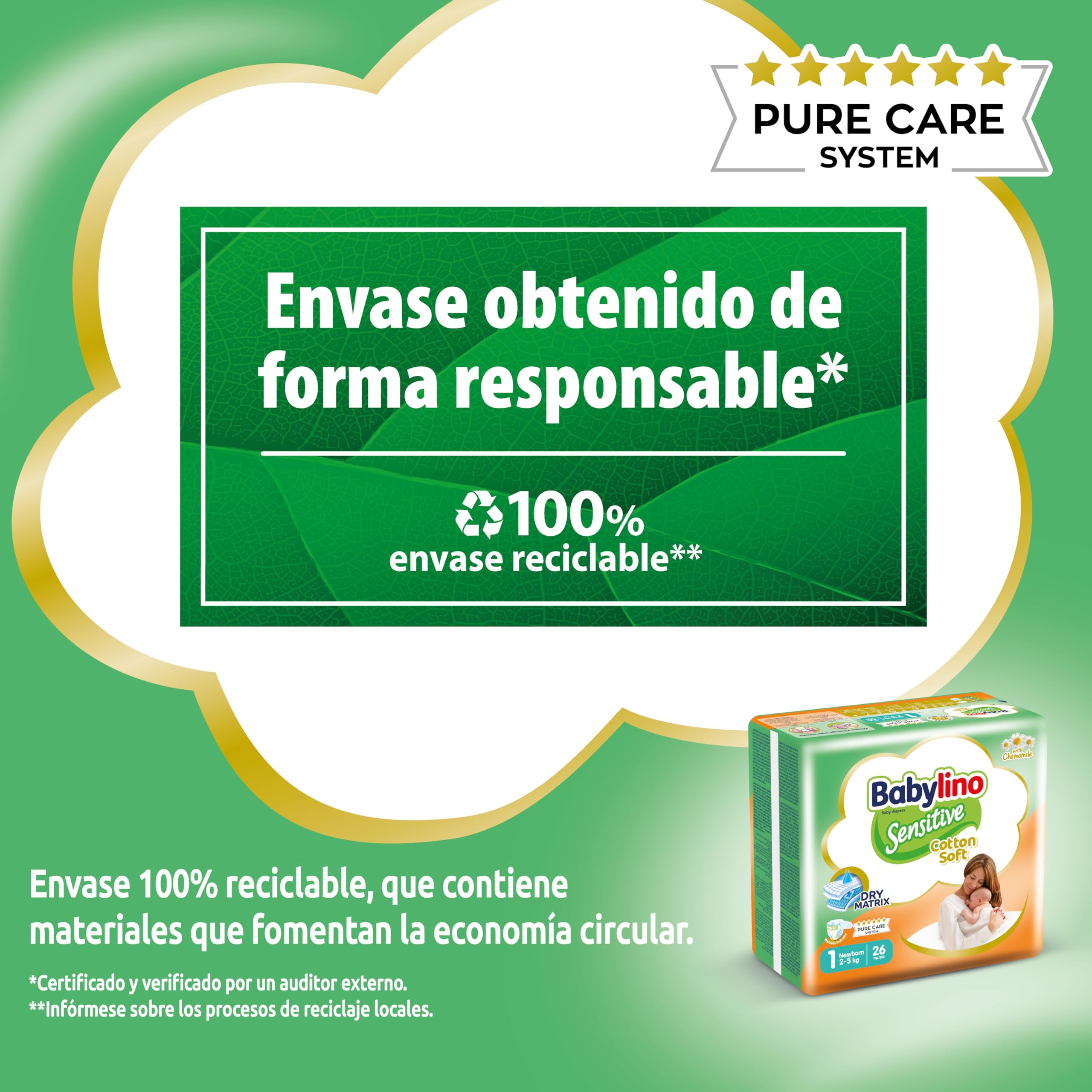 Babylino Sensitive Cotton Soft, Pañales Bebé Talla 1, Newborn (2-5 kg), 26 unidades — view 9