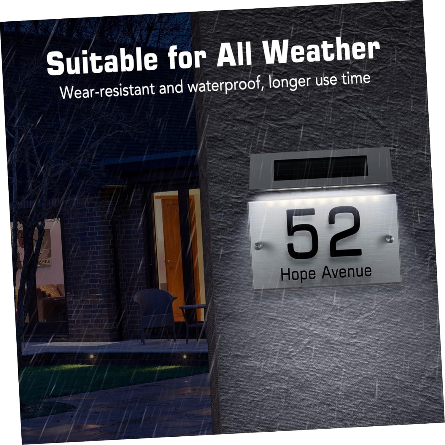 Solar Lighted Address Signs for Houses 18led Acrylic Number Plate Solar Door Number Light Diy Friendly