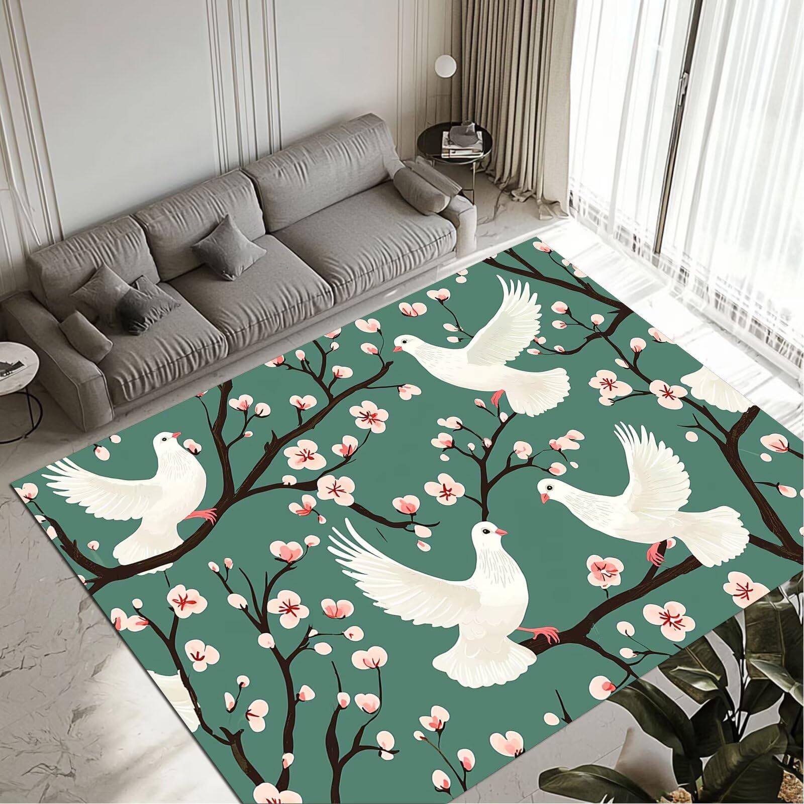 Tapis Flowers de salon lavable et petit tapis de chambre 60x90