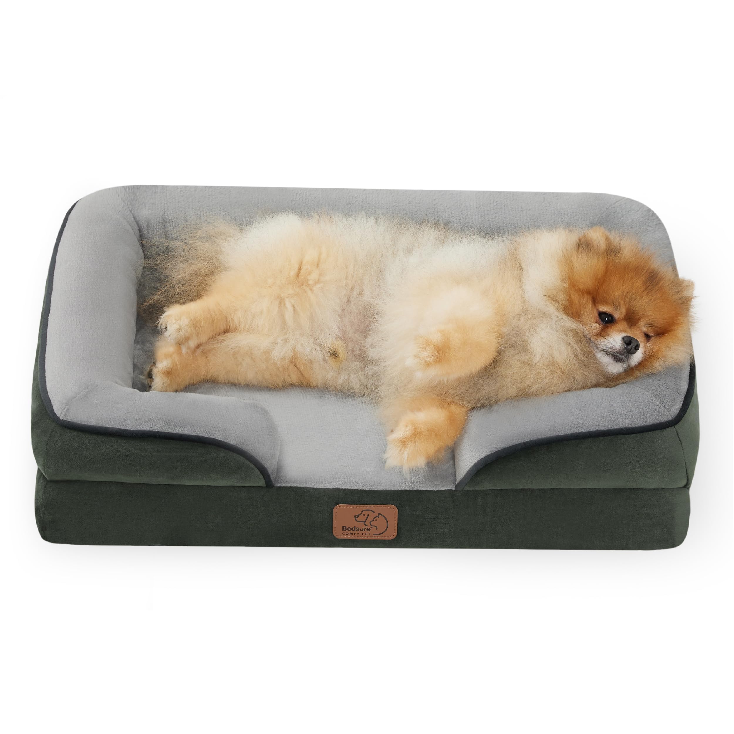 Bedsure Orthopedic Dog Beds for Small Dogs - Washable Small Dog Cat Bed Waterproof, Comfort Pet Couch Sofa with Washable Removable Cover, Pets Bed with Nonskid Bottom, Boreal Canopy Green, 24"
