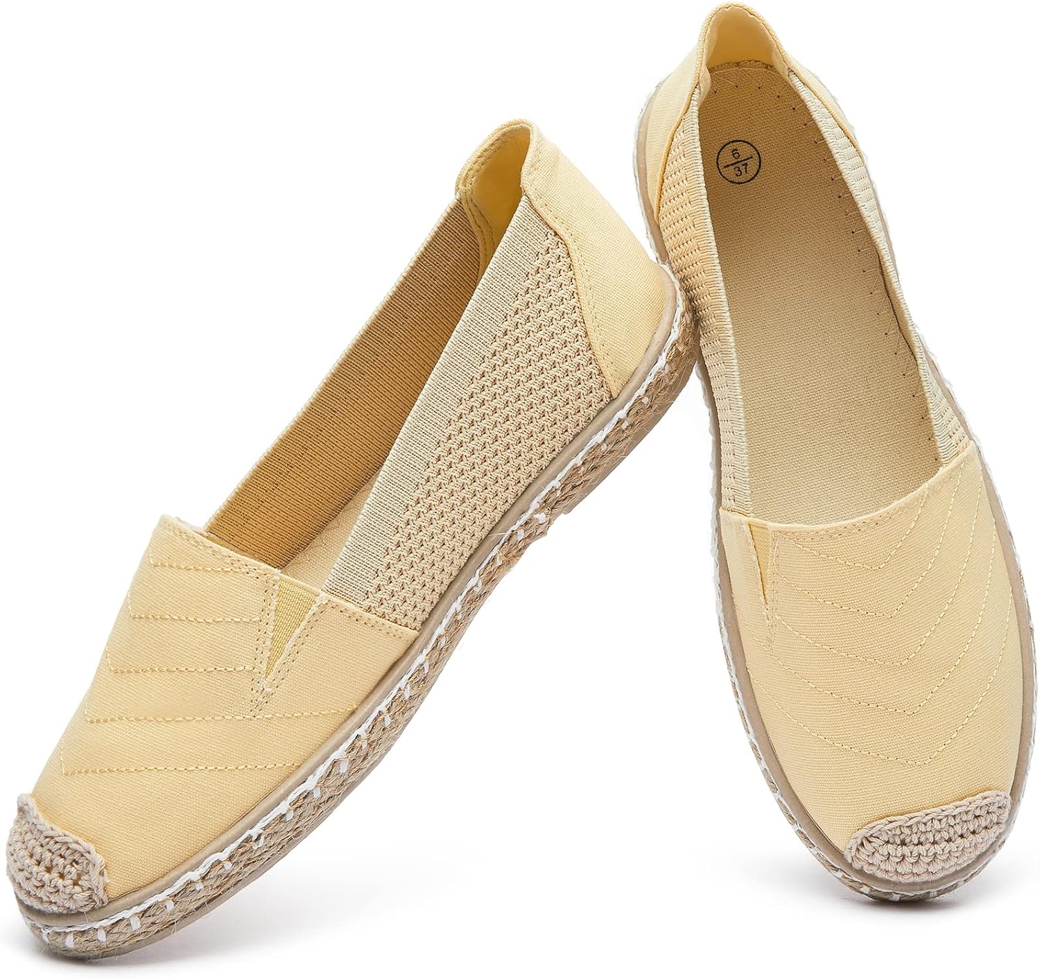 Women's Flats Shoes,Breathable Black Espadrilles Flats,Black and White Slip on Shoes(Lightweight and Soft)