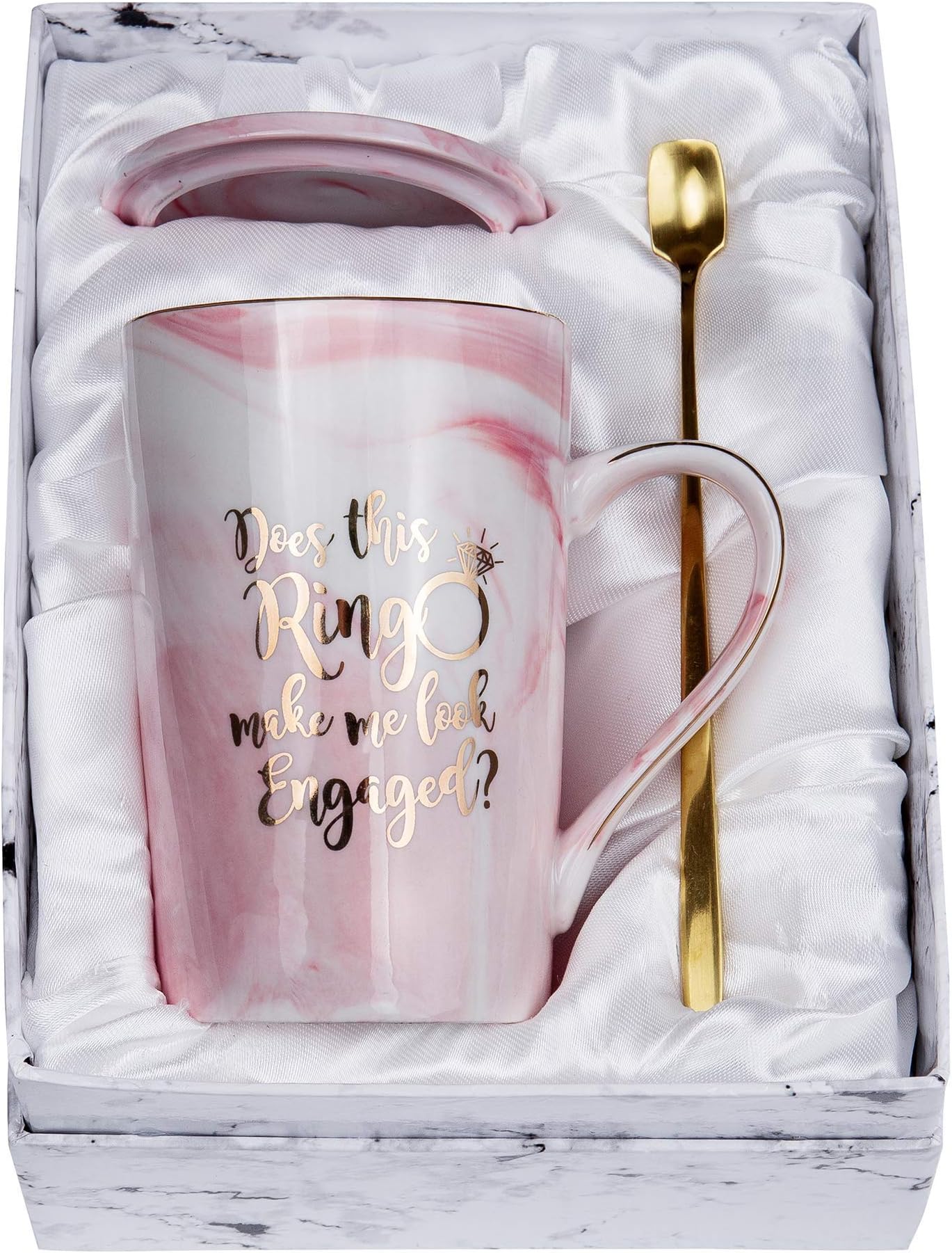 Jumway Does This Ring Make Me Look Engaged? Engagement Gifts Fiance mug Engaged mugs 14 oz Pink coffee mug…