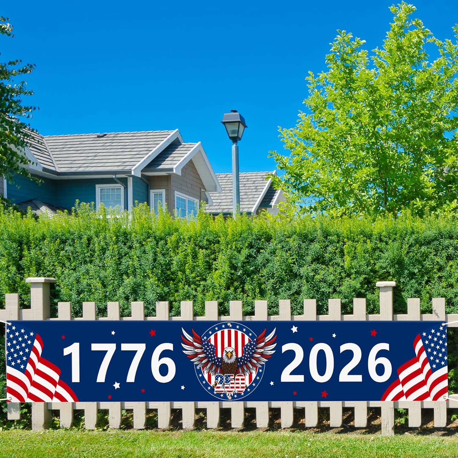 Probsin Large 250th Anniversary Banner 120" x 20" 1776-2026 250 Years Birthday America Flag Eagle Patriotic Party Supplies Home Decorations for Outdoor, Indoor, Yard, Garden, Porch, Lawn - Image 8
