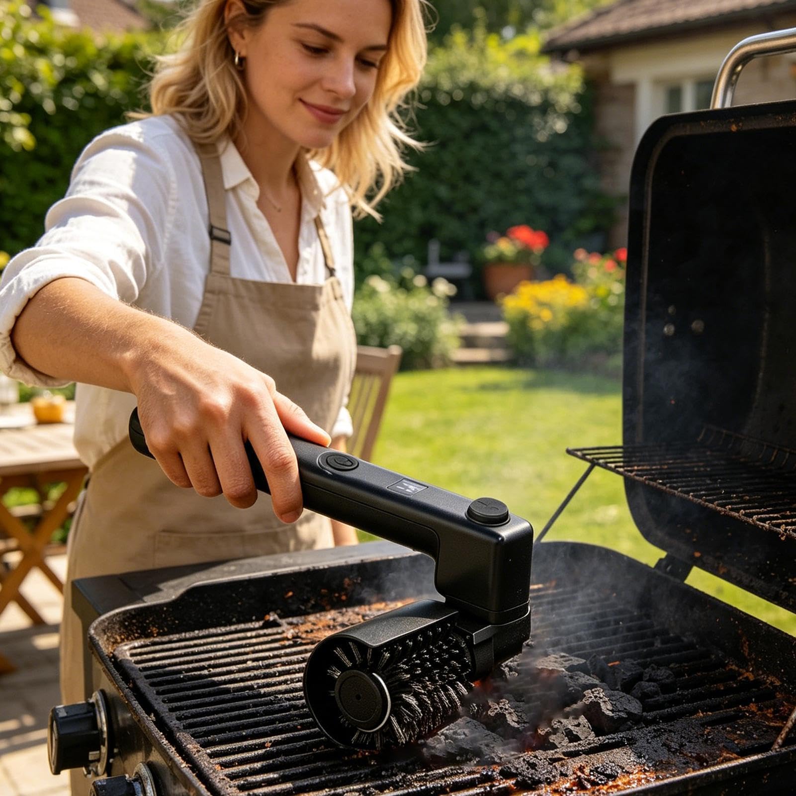 Spazzola elettrica da griglia Pulitore-Strofinatore Potente per Barbecue | Spazzola da griglia senza fili Per interni, esterni, ristoranti, viaggi, cortile, picnic, c