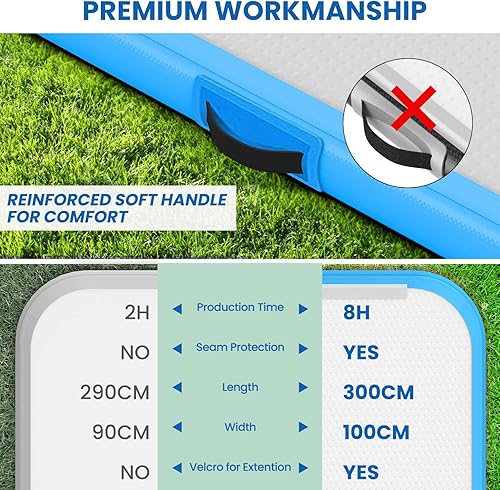 Miniatura 3 de NBSPORT Colchoneta inflable de gimnasia de 10131620 pies, 48 pulgadas de grosor, con bomba de aire eléctrica para el hogar, entrenamiento,