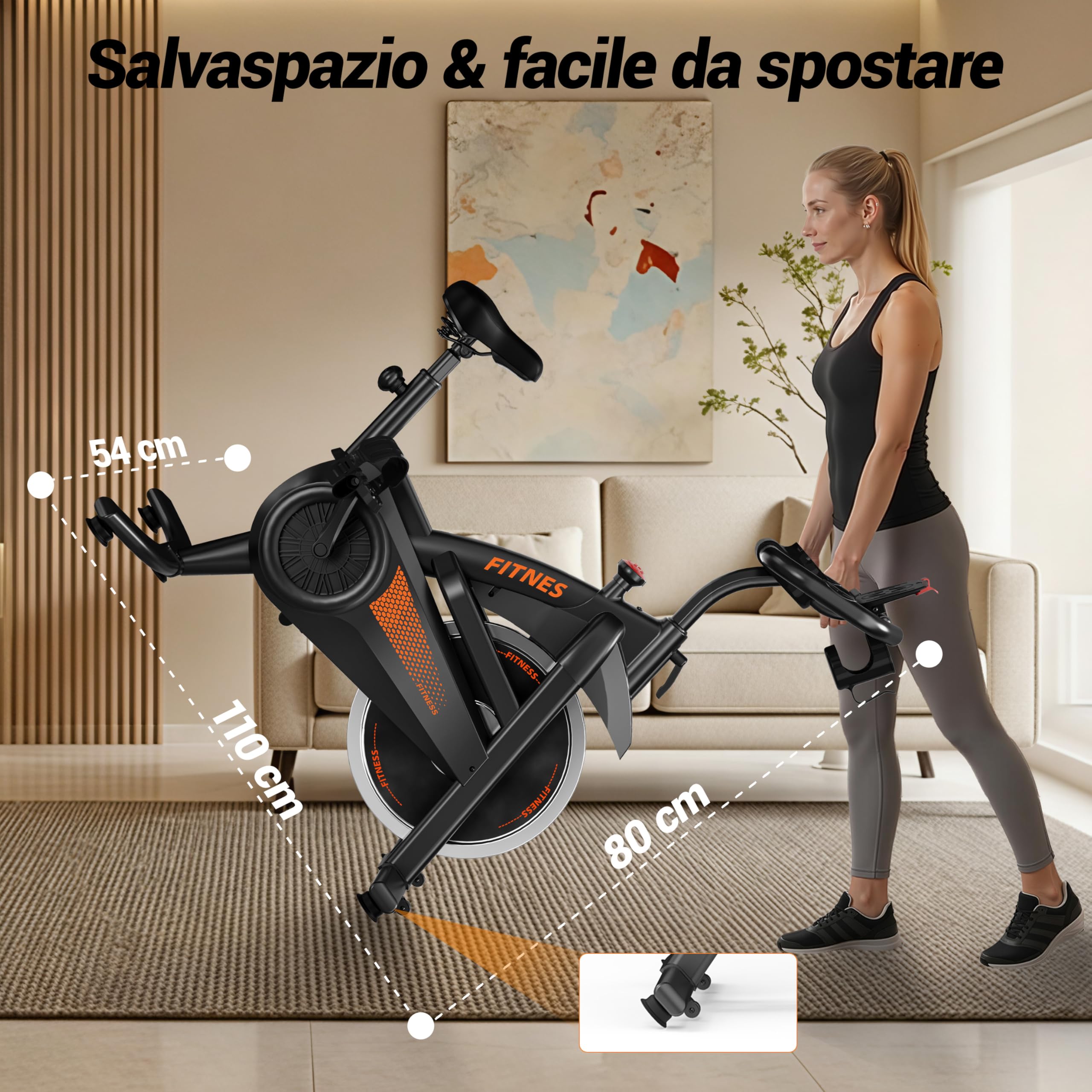 LONTEK FITNESS Cyclette da casa professionale, Cyclette professionale | con misurazione della frequenza cardiaca e display LED, Spin bike con app, capacità di carico fino a 136 kg