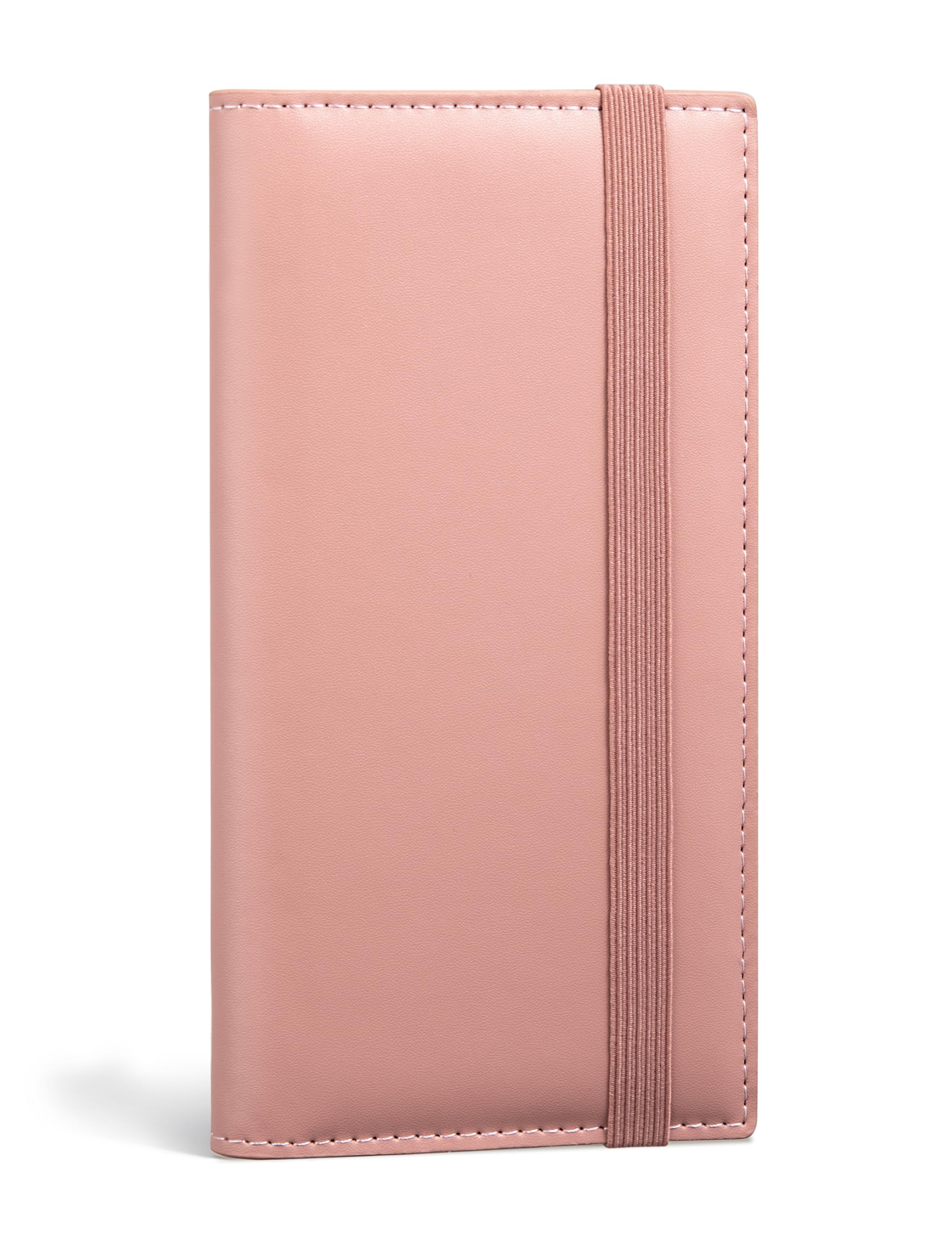 Yarnic Checkbook Cover for Personal Checkbook, Checkbook Holder with Pen Holder & Built-in Clear Plastic Divider for Duplicate Checks (Blush Pink)