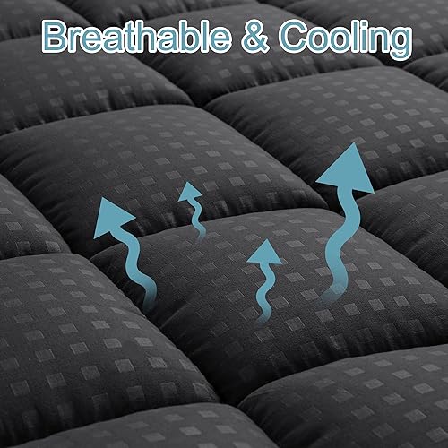 Miniatura 2 de Cubrecolchón acolchado de tamaño matrimonial, protector de colchón refrescante, transpirable, suave y esponjoso, con bolsillo de 8-21 pulgadas de