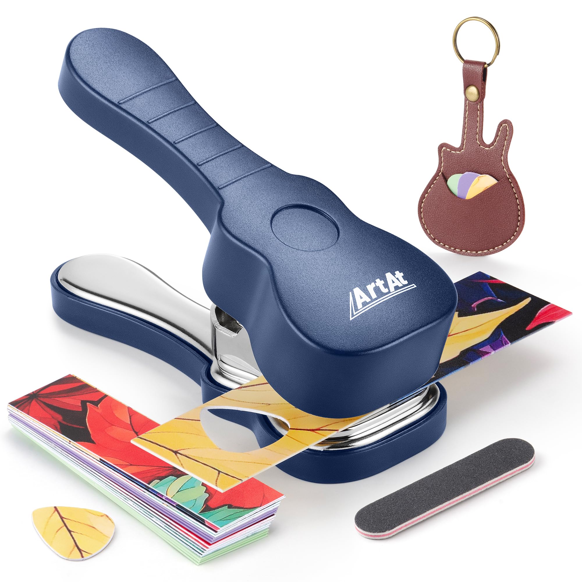 ArtAt Guitar Pick Punch Kit – Bass Guitar Picks Puncher With 15 Pick Strips
