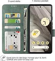 Vista 3 de Eastcoo Funda tipo cartera con tapa para Google Pixel 7a, piel sintética y protección de poliuretano termoplástico, 3 ranuras para tarjetas, función