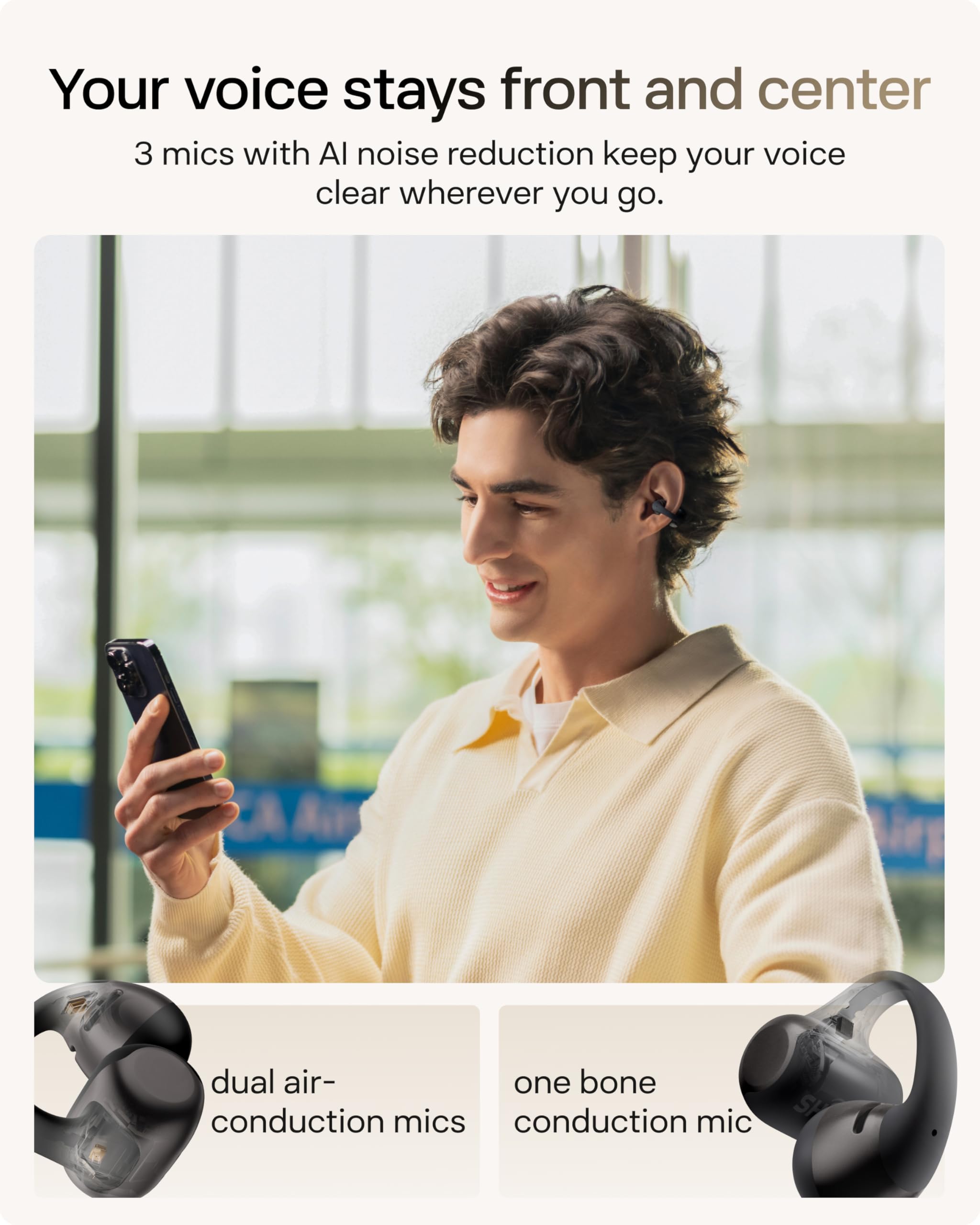 SHOKZ OpenDots 2 auricolari open-ear clip-on, Dolby Audio - Nero | bassi profondi, riproduzione 40 h, Bluetooth 6.1, impermeabili IP57, riduzione rumore AI, ricarica rapida wireless