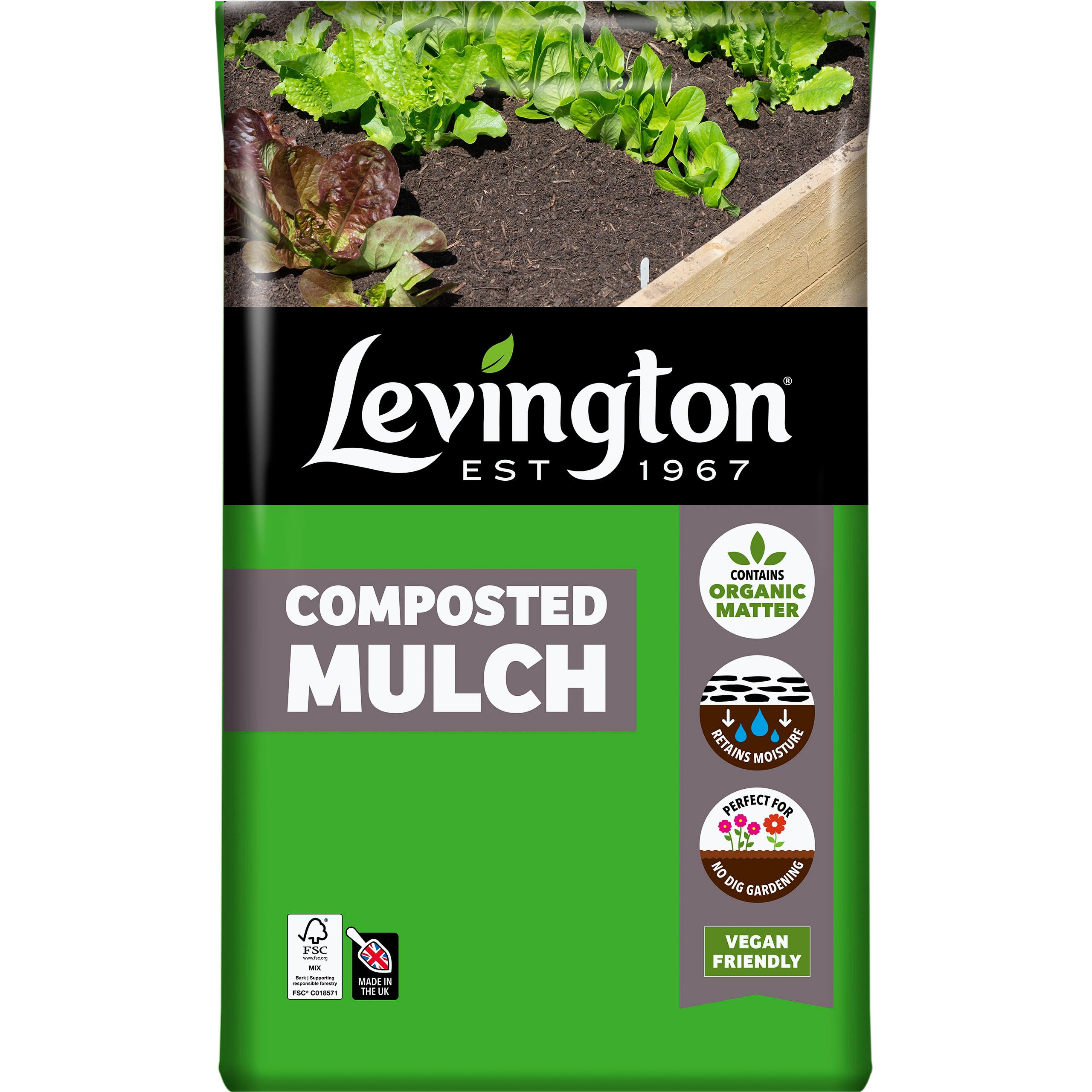 Levington Composted Bark, 50 Litres, Soil Enricher