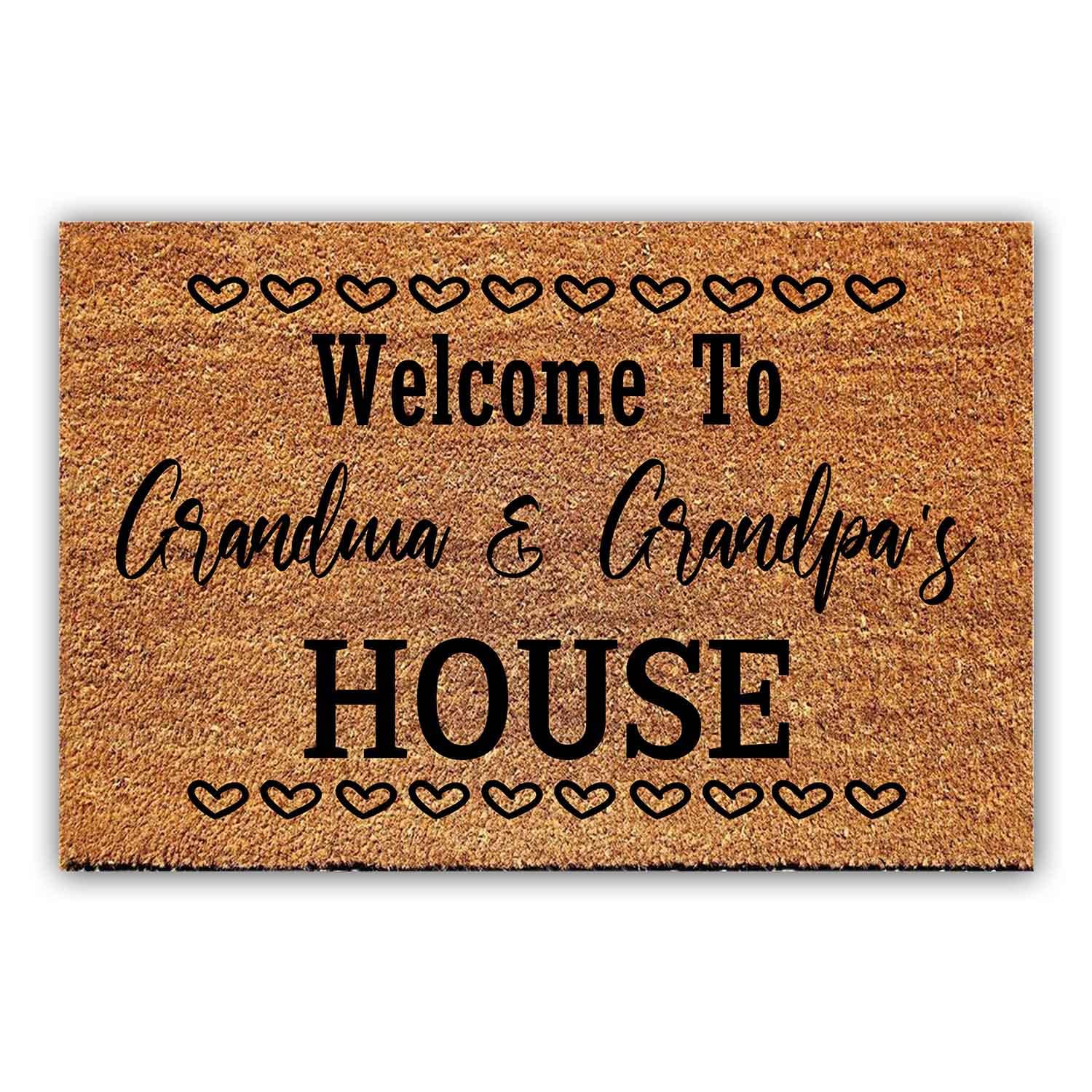 Lustige Fußmatte aus Kokosfaser, Aufschrift "Welcome to Grandma and Grandpa's House", Willkommensgruß, Türmatte für den Eingangsbereich, personalisierte Teppiche, für den Außenbereich, 60x40 cm