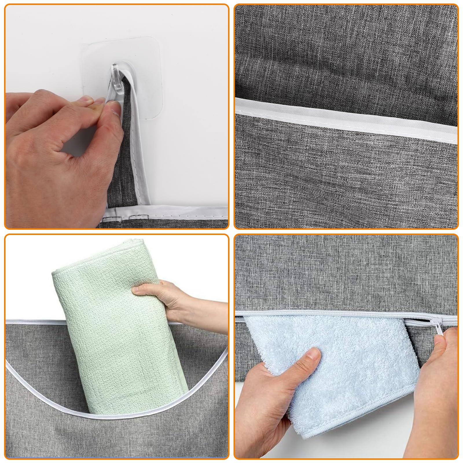 YAYODS 2 unidades de bolsas de lavandería para colgar, 91 x 56 cm, cesta para la colada colgante, cesta para la colada en la pared, color gris, bolsas de lavandería grandes, para colgar la puerta
