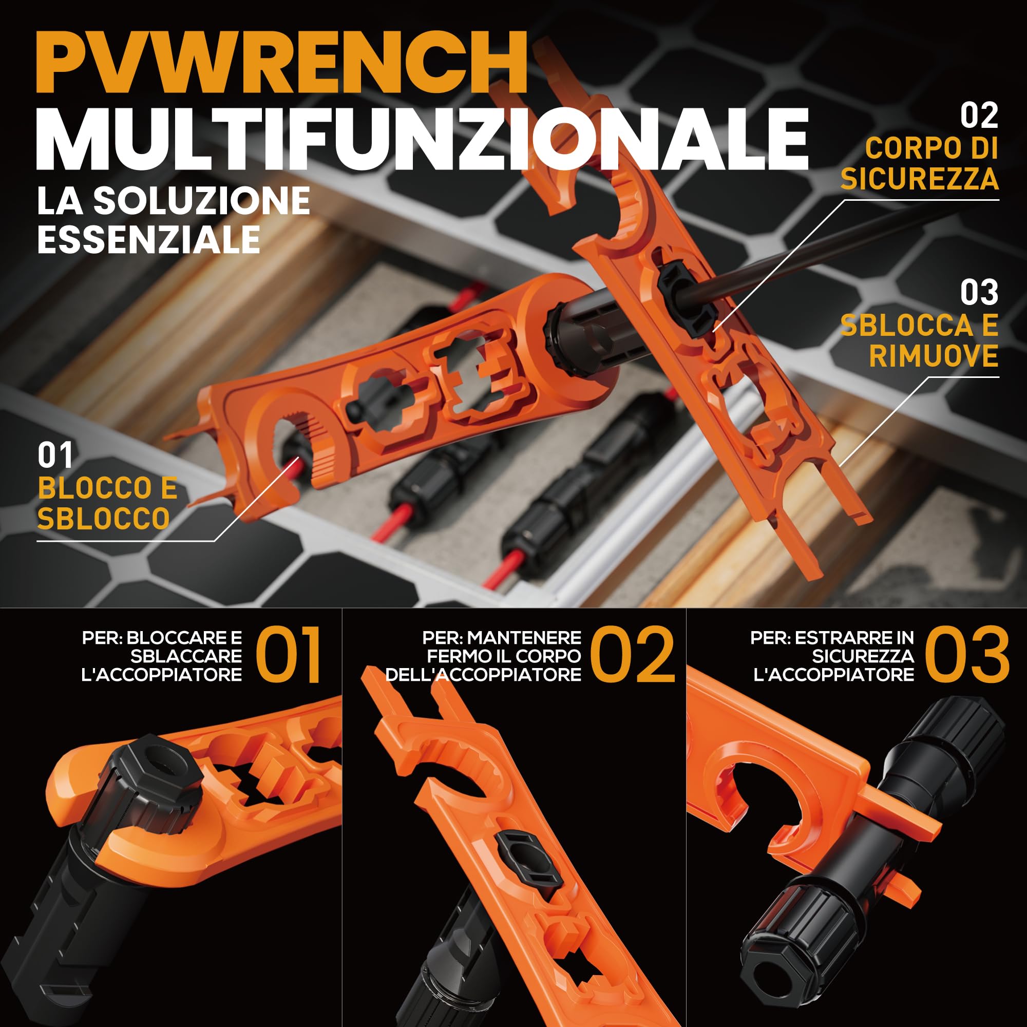 SOMELINE Set di Fotovoltaico per 2,5/4/6mm² Cavo Solare, con 12 Paia Connettori Pannelli Solari + Pinza Crimpatrice + 1 paio di chiavi solari, Pinza Connettori Fotovoltaico, Kit Attrezzi Elettricista
