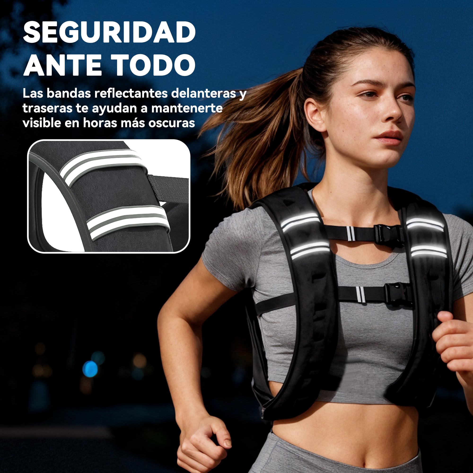 HOMCOM Chaleco Lastrado 5 kg, Chaleco Peso Entrenamiento Transpirable, con 2 Correas Ajustables y Bandas Reflectantes, para Entrenamiento de Fuerza, Jogging, Negro