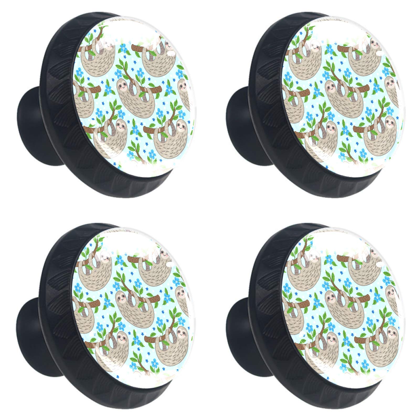 Lot de 4 boutons de meuble ronds en verre paresseux pour commode et tiroir