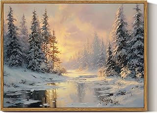 InSimSea Christmas Decor Framed Wall Art, Winter snow scene Canvas Paint...