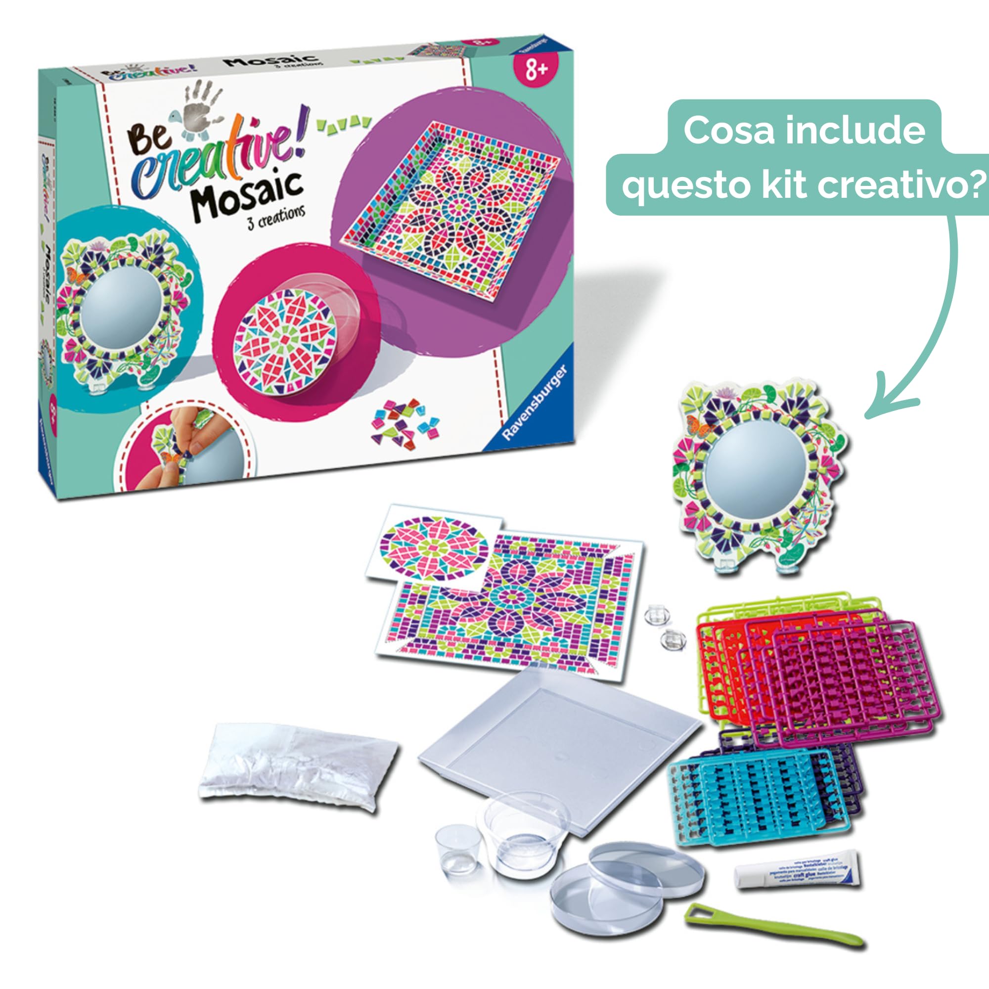 Ravensburger - Be Creative Maxi Mosaico Bambini | Giochi Creativi Bambina 8 Anni o Piú | Kit Lavoretti Creativi per Bambini | Idee Regalo Bambina 8 Anni
