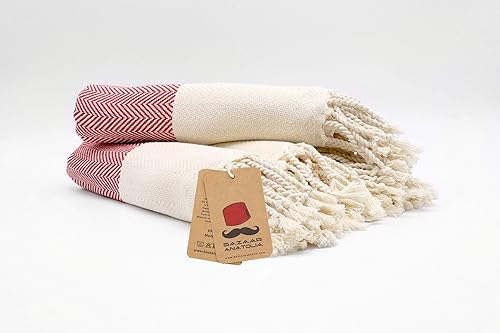 Vista 304 de Bazaar Anatolia Juego de 2 toallas de mano turcas para baño, 39 x 19 pulgadas, algodón, toallas de mano decorativas para cocina, té, yoga, cara