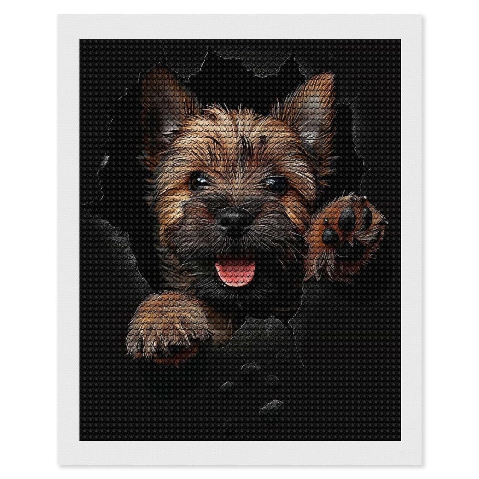 Junmoney Cairn Terrier Dog Diamond Art Canvas 16"x20", for Adults, Pleasing Wall Art Project, Modern Decor, Gift Idea, Nice Detail and Sparkle