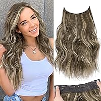 Vista 91 de KooKaStyle - Extensiones de cabello con hilo invisible, diadema transparente, ajustables, 4 clips fijadores, cabello largo y ondulado de 12