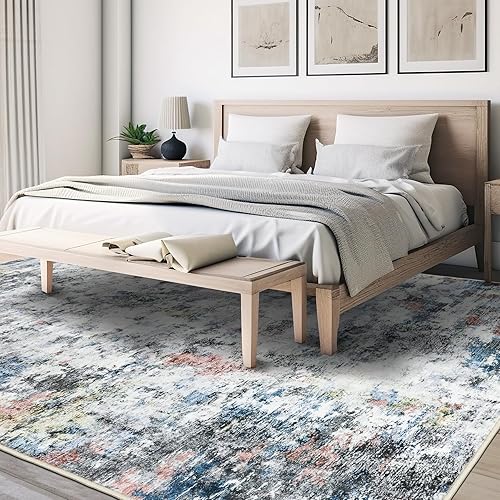 Miniatura 49 de Alfombras de área de 5 x 7 pies para sala de estar, antideslizante, lavable, resistente a las manchas, alfombra abstracta moderna de gran área