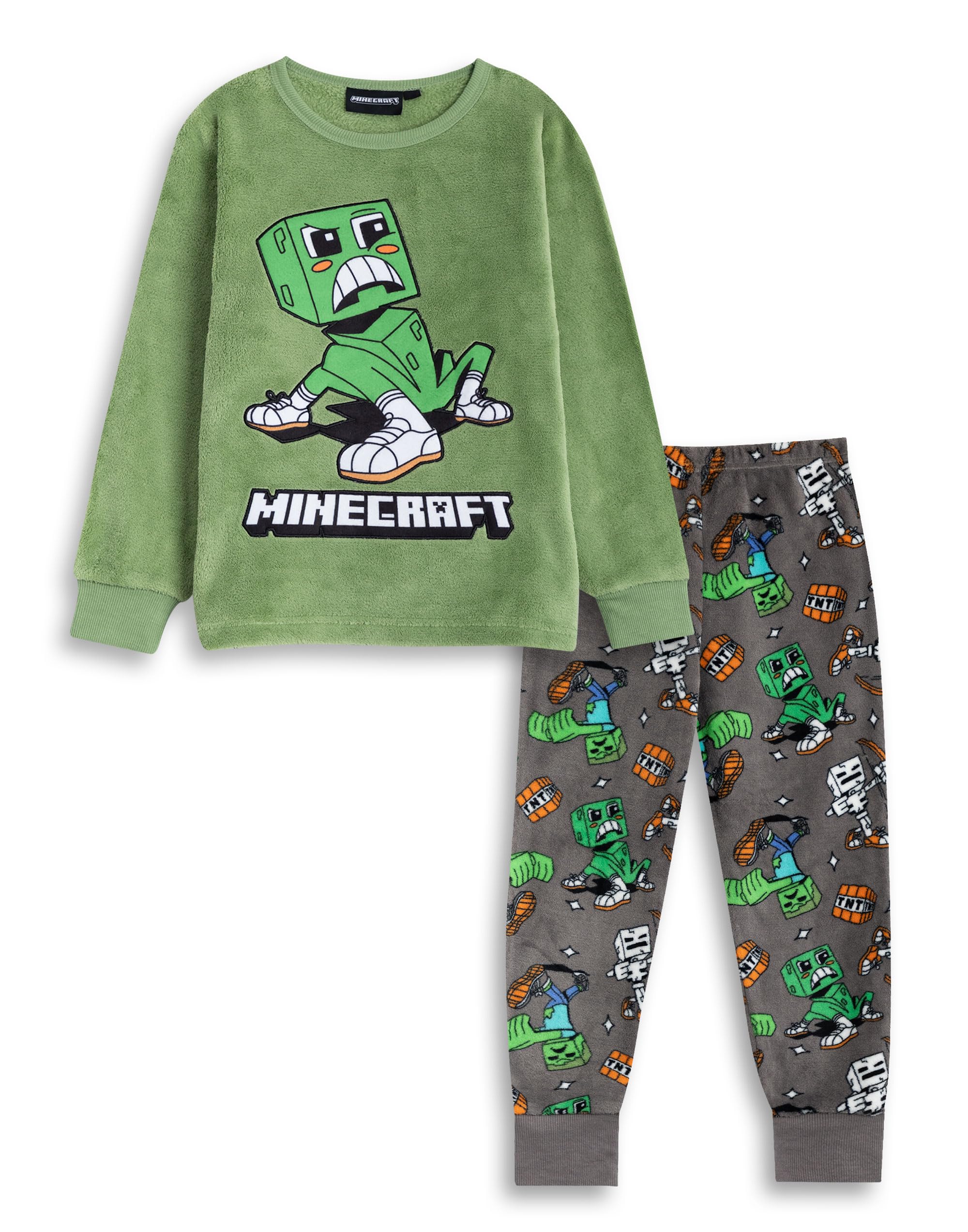 Minecraft (11-12 Years) Long Sleeve Long Leg Pyjama Set (Boys ) Green