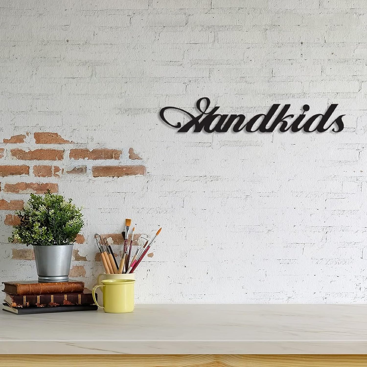 Grandkids Metal Signs Kids Grandkids Metal Wall Art Personalized Rustic Cutout Wall Hanger for Halloween Christmas Fall Home Kitchen Farm In/Outdoor Decor Wedding Birthday Gift