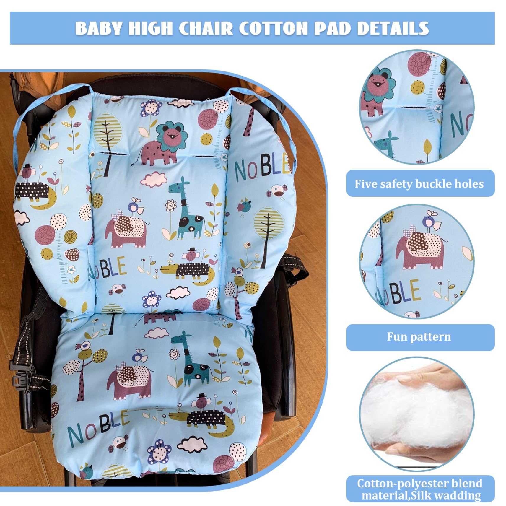 Coussin de Chaise Haute pour bébé, Coussin de Poussette épaississant avec Un Motif Animal Mignon, Tapis Chaise Haute résistant aux Taches pour l'enfant, siège à Manger