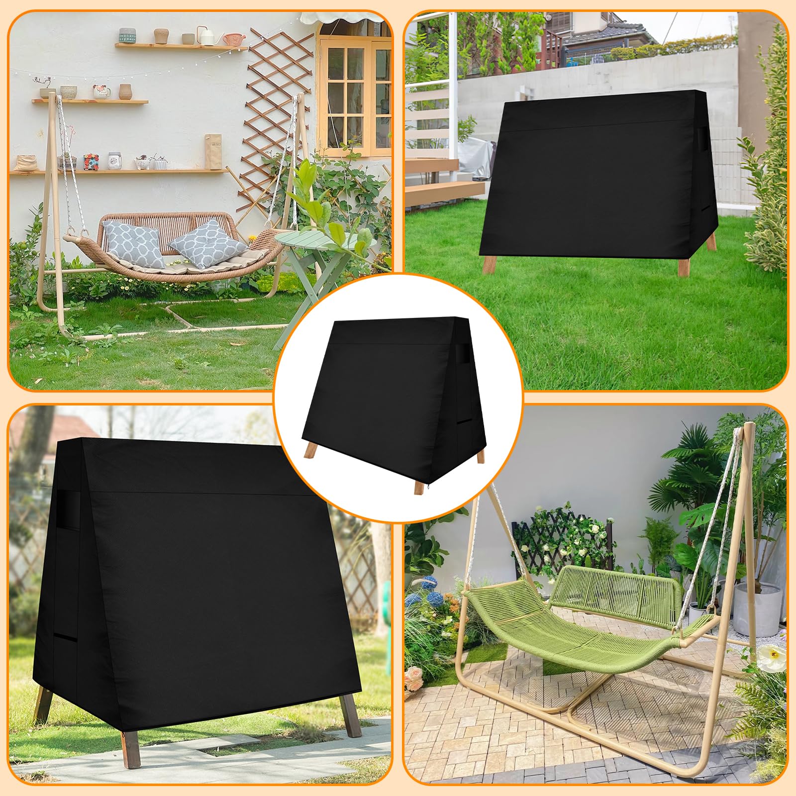 Housse de balancelle 3 places - 216 x 140 x 170 cm - Avec sac de rangement - En tissu Oxford 210D - Imperméable - Résistante à la neige, au soleil et au vent