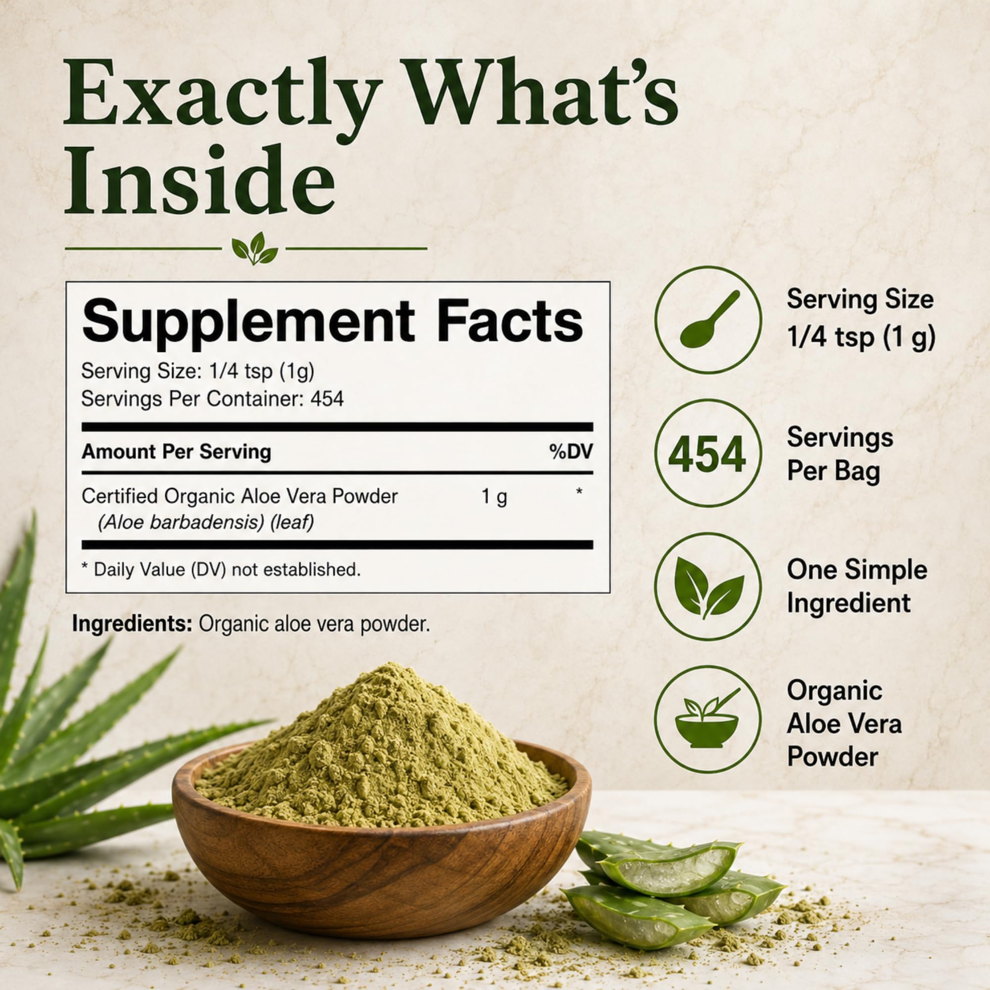 Vitamatic USDA Organic Aloe Vera Powder, 1 LB (16 oz) — Amazon image 2