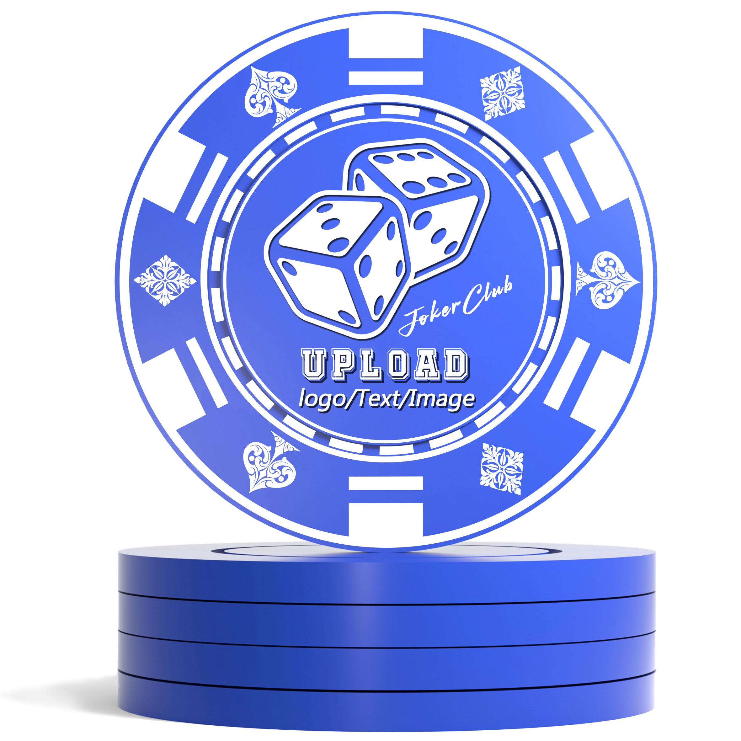 Lareyork 100-1000 Custom Plastic Poker Chips, Personalized Drink Tokens with Logo, Image, or Text, Double-Sided Full Color Print Drink Chips for Bars, Parties, Wedding, Poker Games, and Events (Blue)