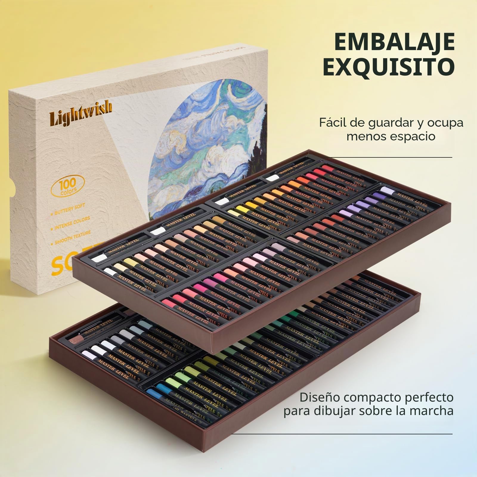 LIGHTWISH Pasteles al óleo profesionales, 100 colores vibrantes más 4 blancos, juego de 104, pasteles de aceite suaves cremosos y pigmentados para mezclar, capas y sombreado