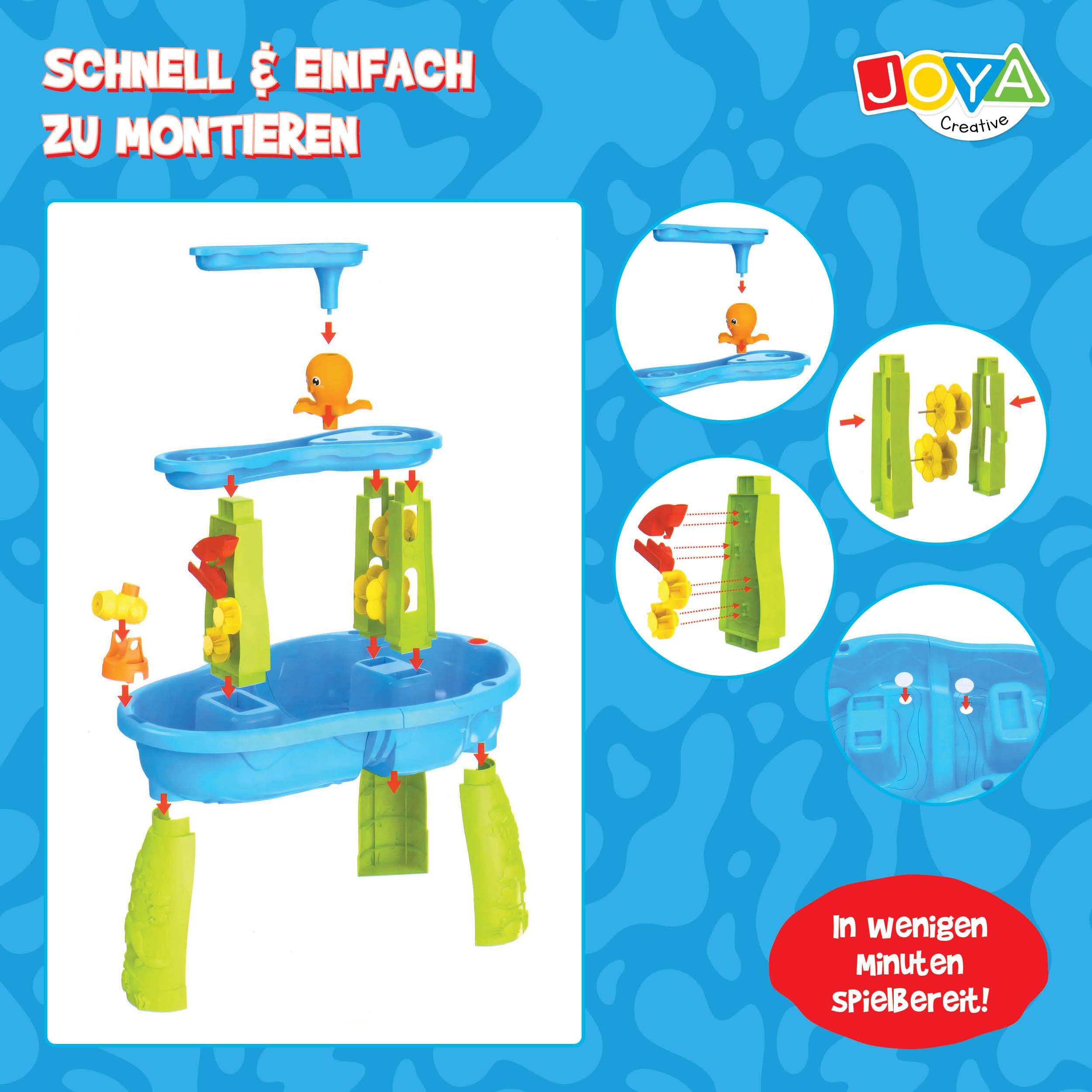 Tavolo ad acqua per ragazzi – Blu e Verde – Tavolo da gioco ad acqua – Set di 34 accessori – Effetto cascata – Dimensioni 59 x 38,5 x 73 cm – Tavolo attività con acqua per esterni e G