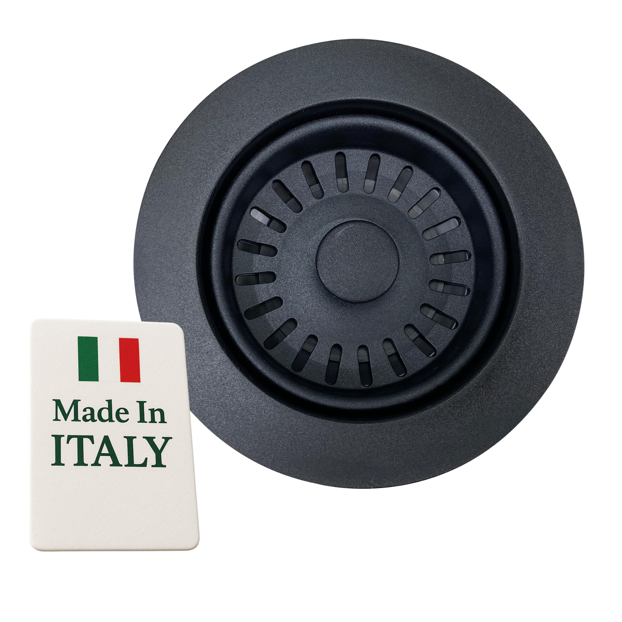 Nantucket Sinks 3-1/2 Basket Strainer Kitchen Drain Assembly Kit for Granite Composite Sinks, Matte Black, Made in Italy 3.5KD-GCMB